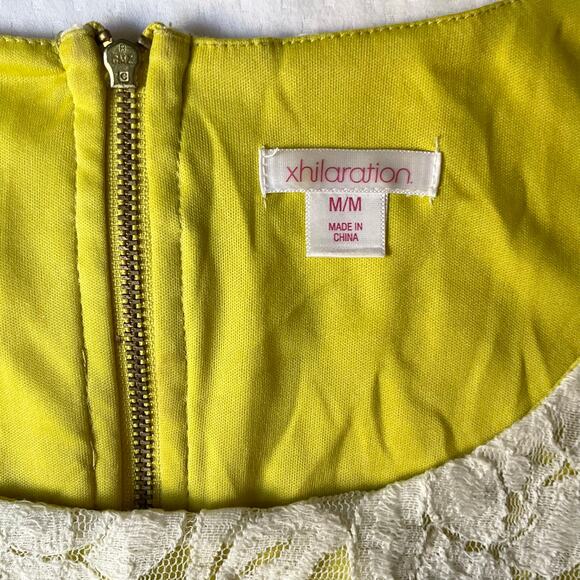 Xhilaration Women’s Lace Dress size M ShortSleeve KneeLength Floral White Green - Picture 6 of 9